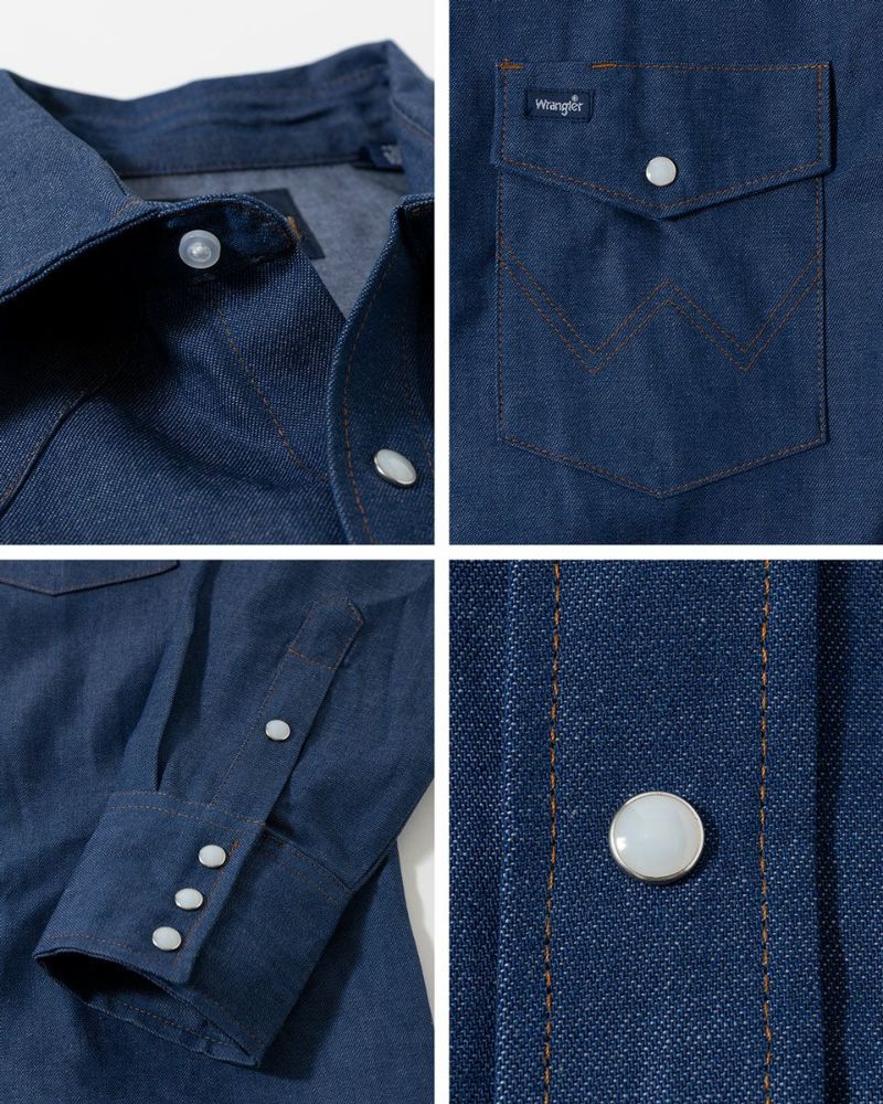 アメリカ直輸入 ラングラー Wrangler ウエスタンシャツ 未洗いデニム