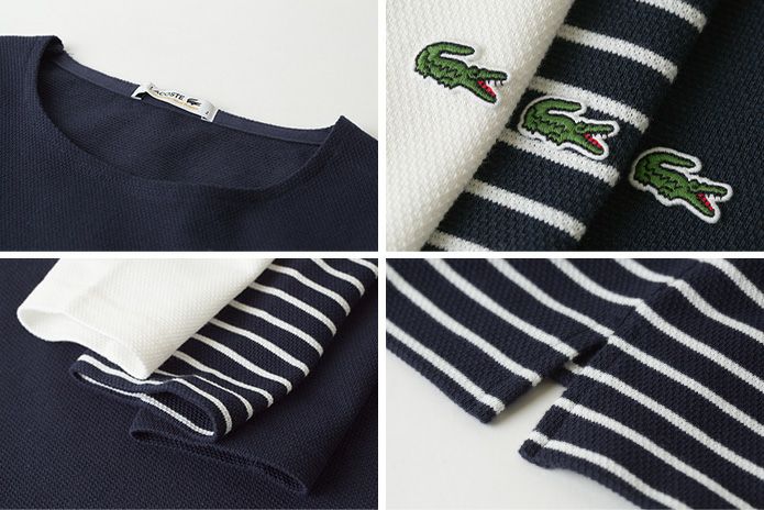 ラコステ90年　コットンピケ　広告　緑 ラコステ コットンピケ 長袖 Tシャツ 無地TH205EL/ボーダー