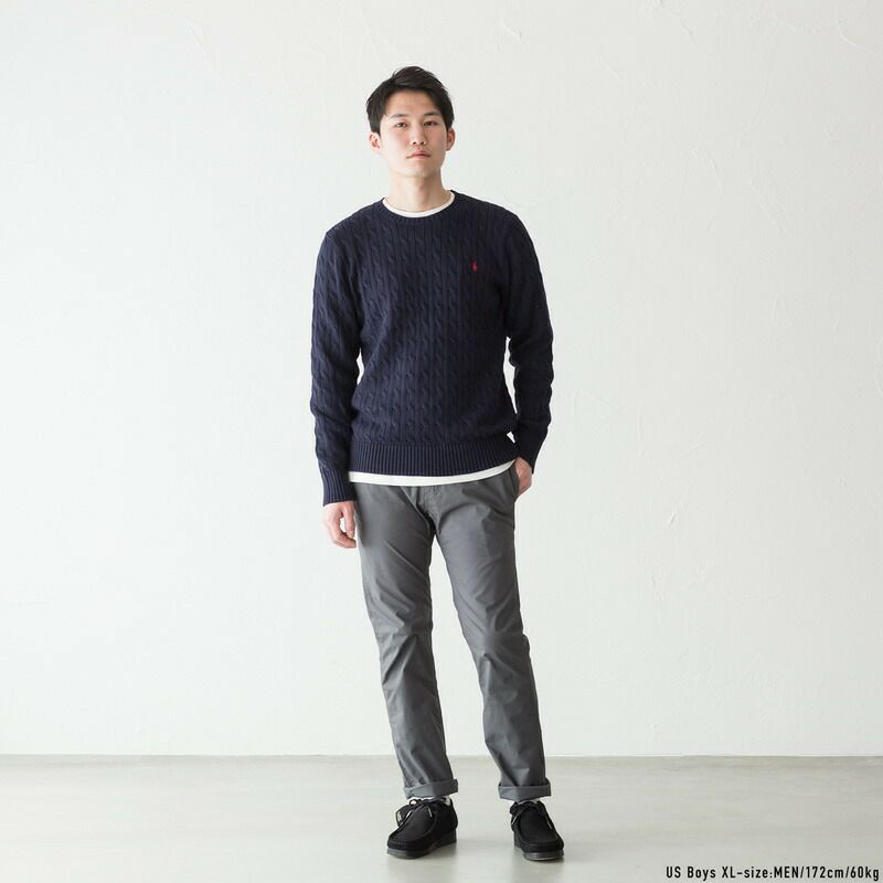 ポロラルフローレン ケーブル編みニットブルゾン グレー コットン 大きいサイズ ポロ ラルフローレン ケーブル編み セーター POLO RalphLauren