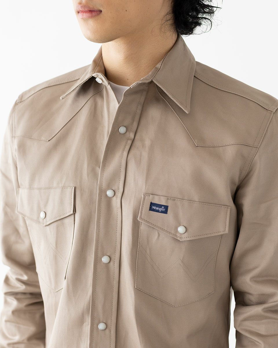 アメリカ直輸入 Wrangler ラングラー ツイル 無地 ウエスタンシャツ