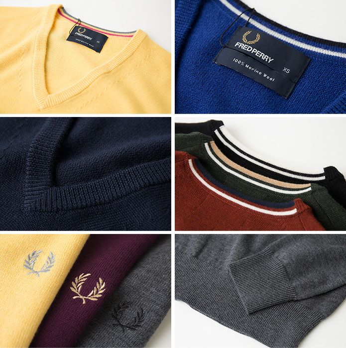 [フレッドペリーセーター]クラシックVネックセーターFREDPERRYCLASSICV-NECKSWEATERK7210メリノウール100%イギリス企画【送料無料】