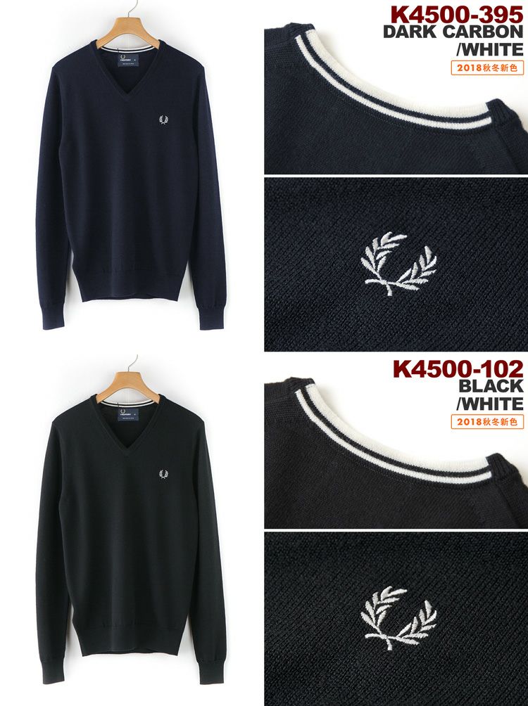 [フレッドペリーセーター]クラシックVネックセーターFREDPERRYCLASSICV-NECKSWEATERK7210メリノウール100%イギリス企画【送料無料】