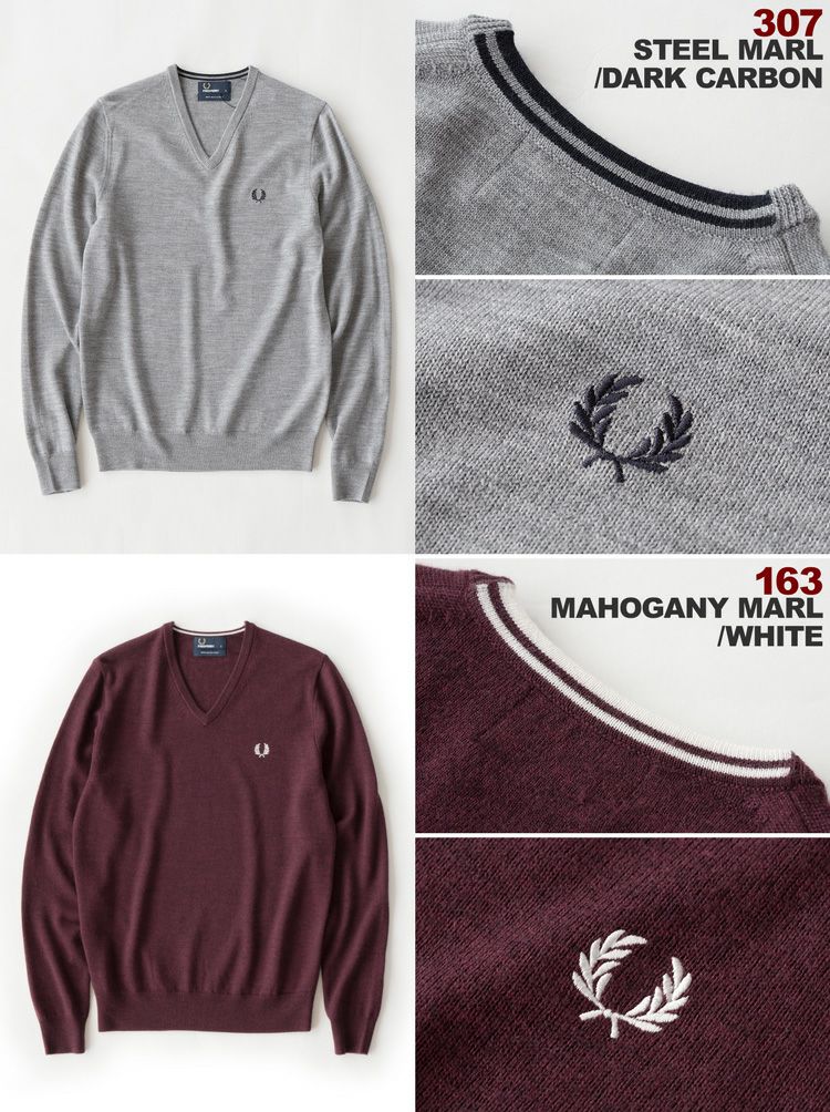 フレッドペリーセータークラシックVネックセーターFREDPERRYCLASSICV-NECKSWEATERK7210メリノウール100%イギリス企画【送料無料】