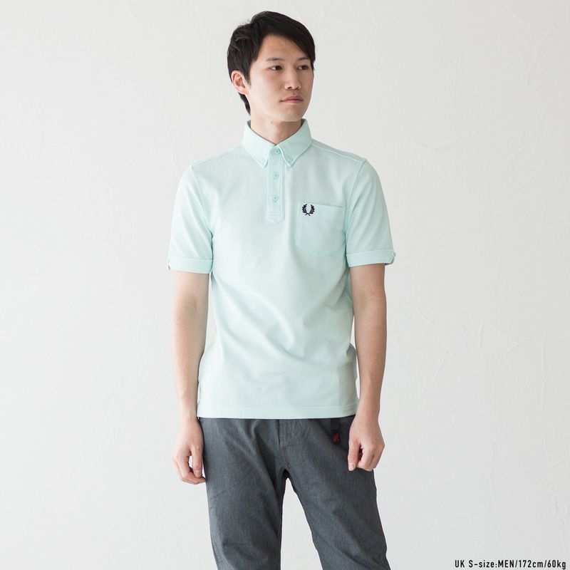 希少サイズXXLフレッドペリー ボタンダウン ポロシャツ ダークグレー 日本製 FRED PERRY 交換送料片道無料 フレッドペリー ボタンダウン