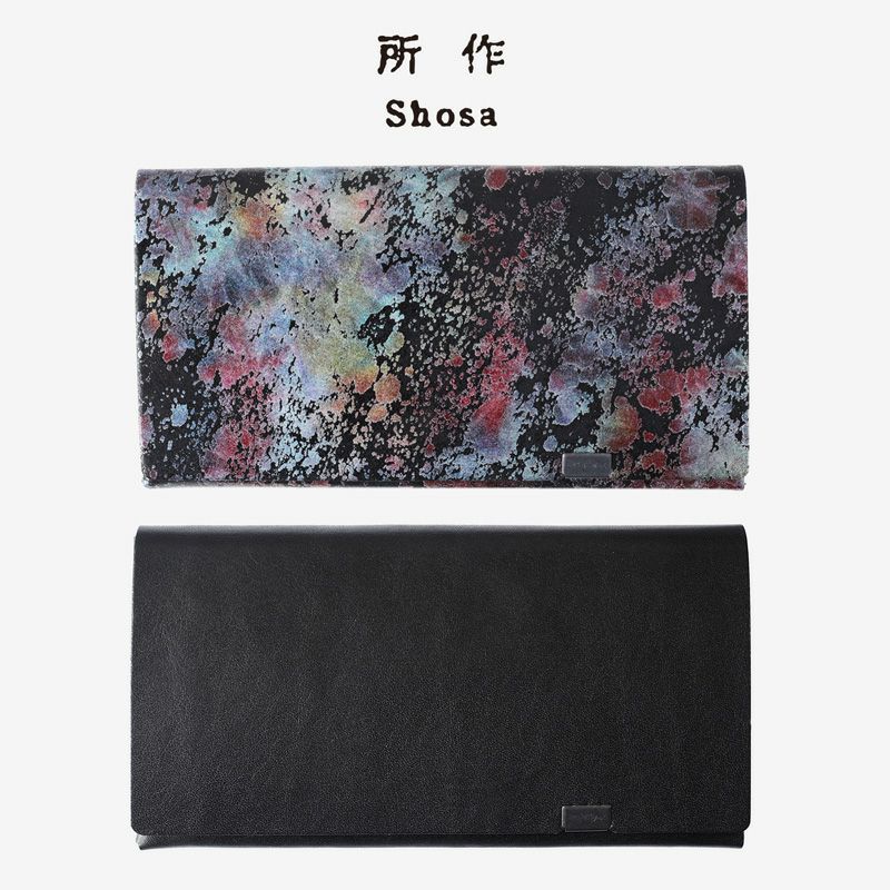 【長財布】所作-shosa- オーロラ 朱雀【美品】 所作 shosa 長財布 ロングウォレット オーロラ 孔雀 箔押し