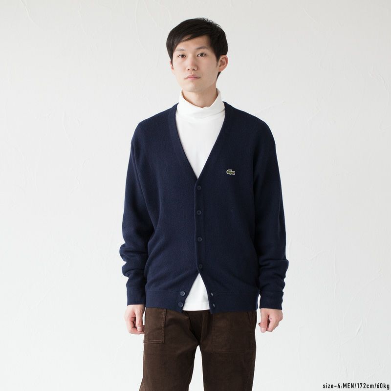 ラコステ ガーター編み Vネック カーディガン LACOSTE AH0397L