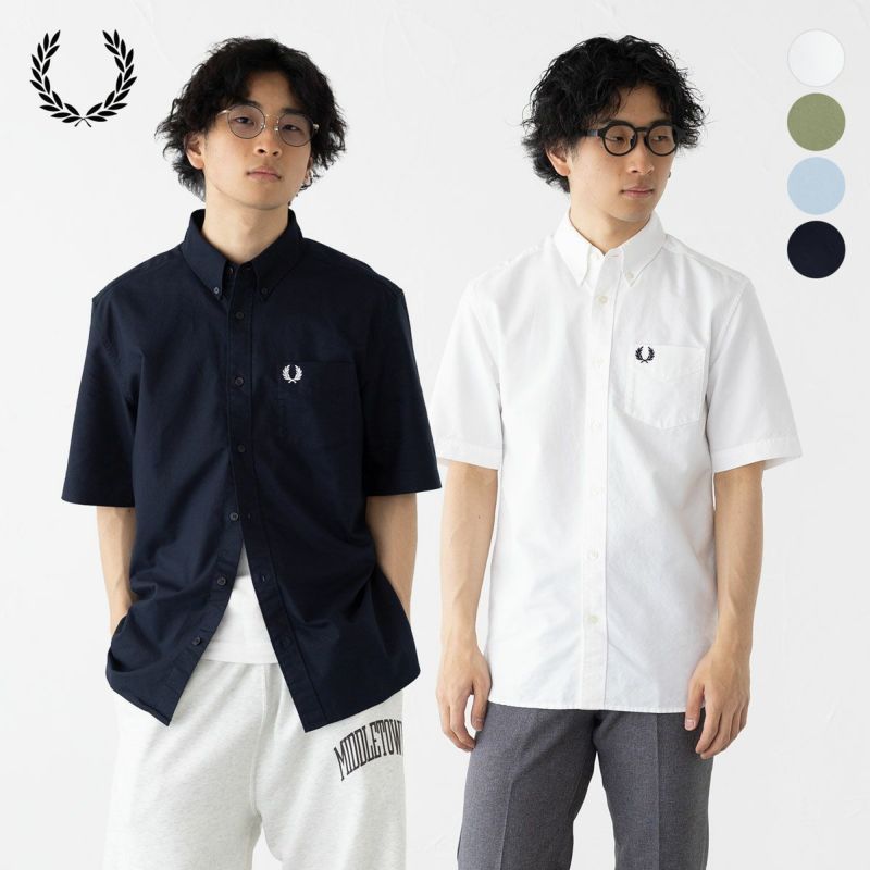 フレッドペリー　オックスフォード　ボタンダウンシャツ　半袖　白 FRED PERRY フレッドペリー シャツ メンズ Oxford Short Sleeve