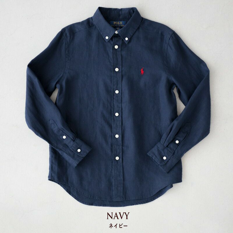 ラルフローレンコットンリネンネイビーシャツ ポロ刺繍 リネン シャツ CWPOWOVY6820548 | POLO RALPH