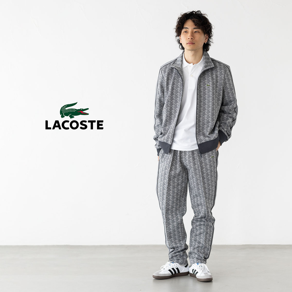 ラコステ モノグラム トラックスーツ 上下組 トラックジャケット 