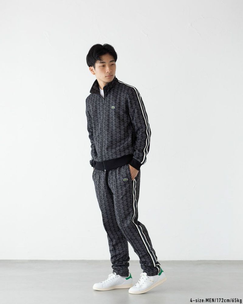 美品 LACOSTE モノグラム ジャージ パンツ M LACOSTE スウェットパンツ ジャージ サイドテーピングモノグラム