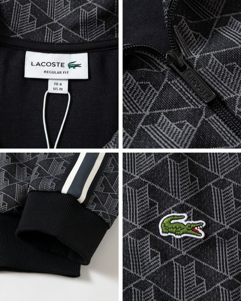 ラコステ　モノグラム　トラックジャケット　ブラック ラコステ LACOSTE モノグラムジャカードトラックジャケット