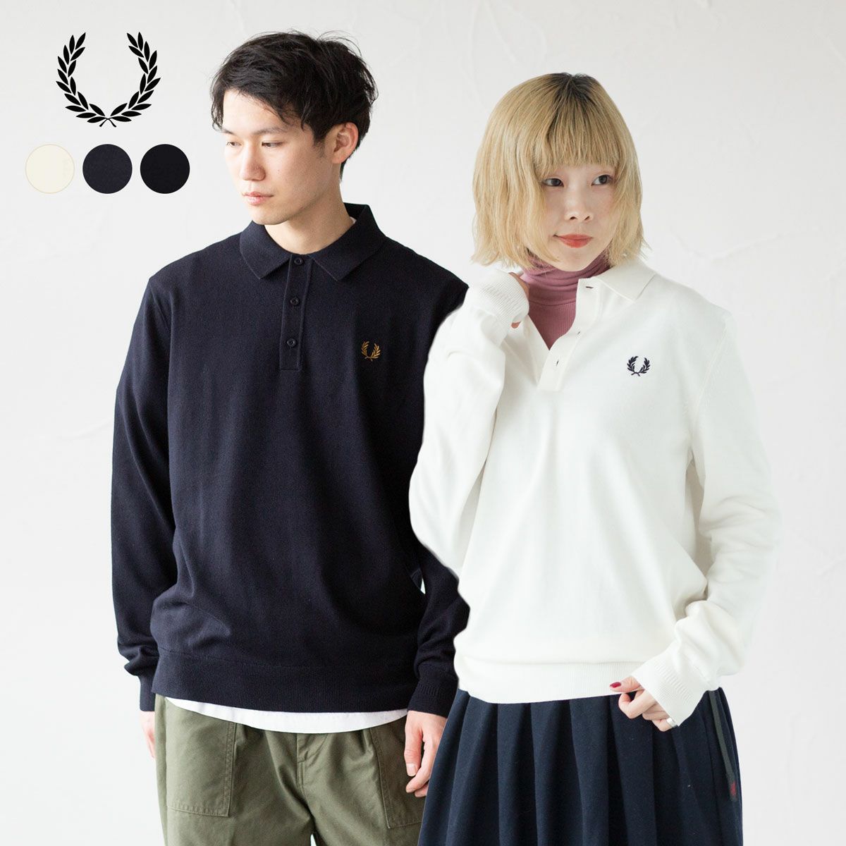 フレッドペリー ニット ポロシャツ 長袖 FRED PERRY K4535 クラシック 