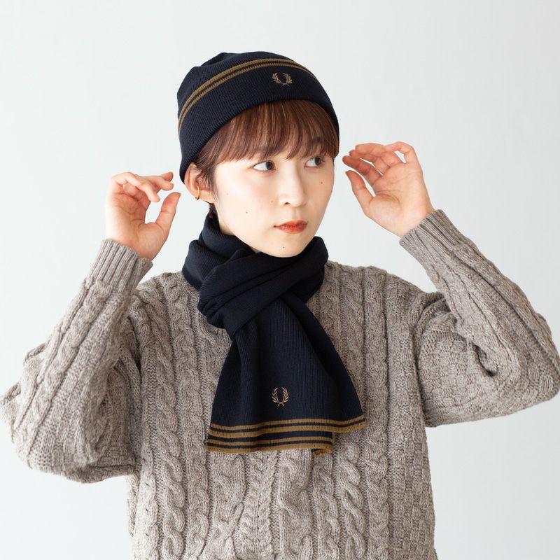フレッドペリー ニット帽 FRED PERRY ツイン ティップド メリノ