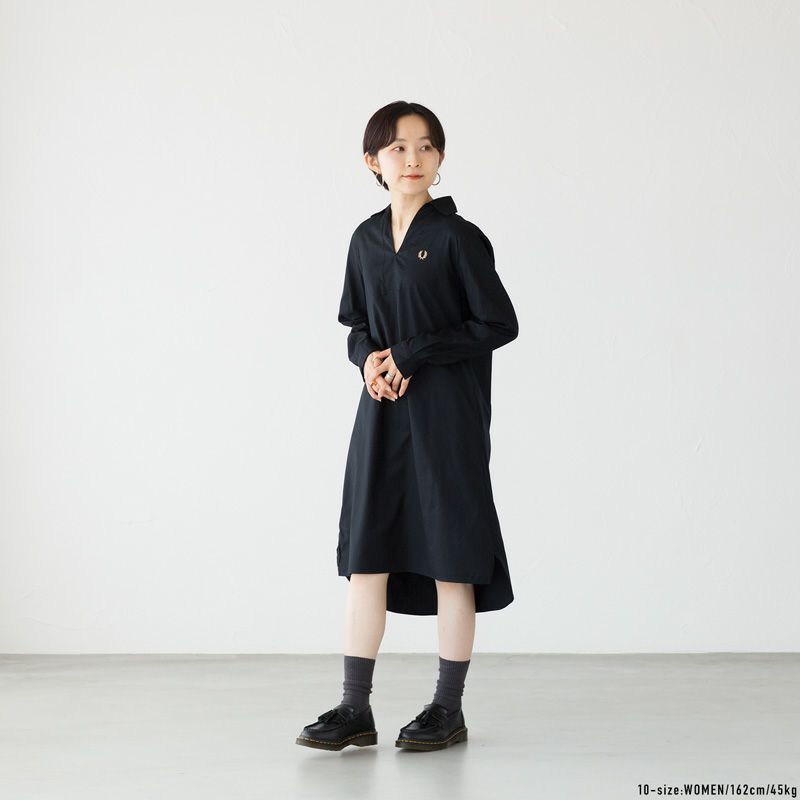 フレッドペリー FRED PERRY オープン カラー シャツ ドレス