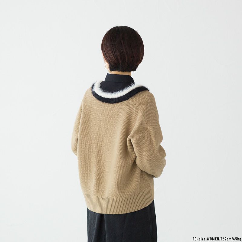 レディース　Fred Perry　フレッドペリー　Textured Trim V-Neck Jumper ニットセーター　K8123 フレッドペリー FRED PERRY テクスチャード トリム Vネック