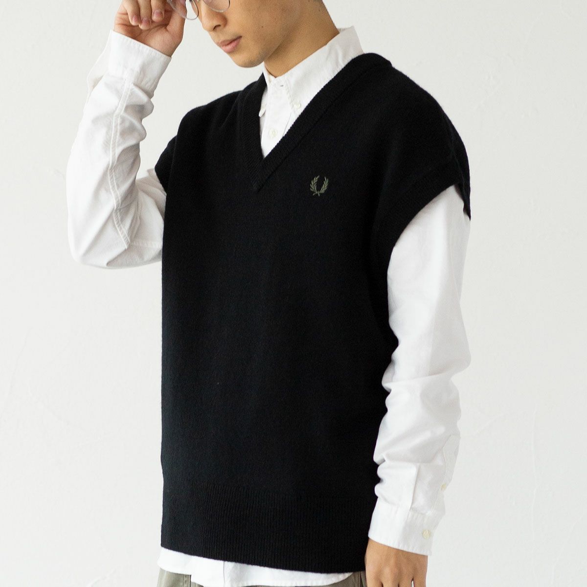 FRED PERRYフレッドペリー ベスト フレッドペリー FRED PERRY ニット ベスト ラムウール タンク ドロップ