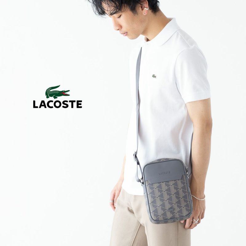 【LACOSTE】モノグラムバーティカルショルダーバッグ LACOSTE】モノグラム バーティカル クロスバッグ (LACOSTE