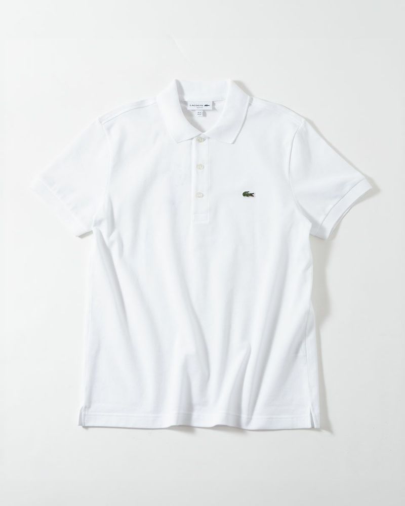 LACOSTE 白 ポロシャツ PH7937L 日本製 LACOSTE (ラコステ) PH7937L スリムフィット ソリッドポロシャツ