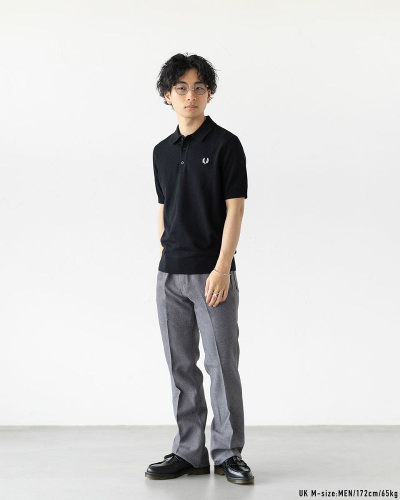 タ*ス様 FRED PERRY ニットポロシャツ m Ribbed Knitted Shirt(8 102：BLACK): | FRED PERRY JAPAN