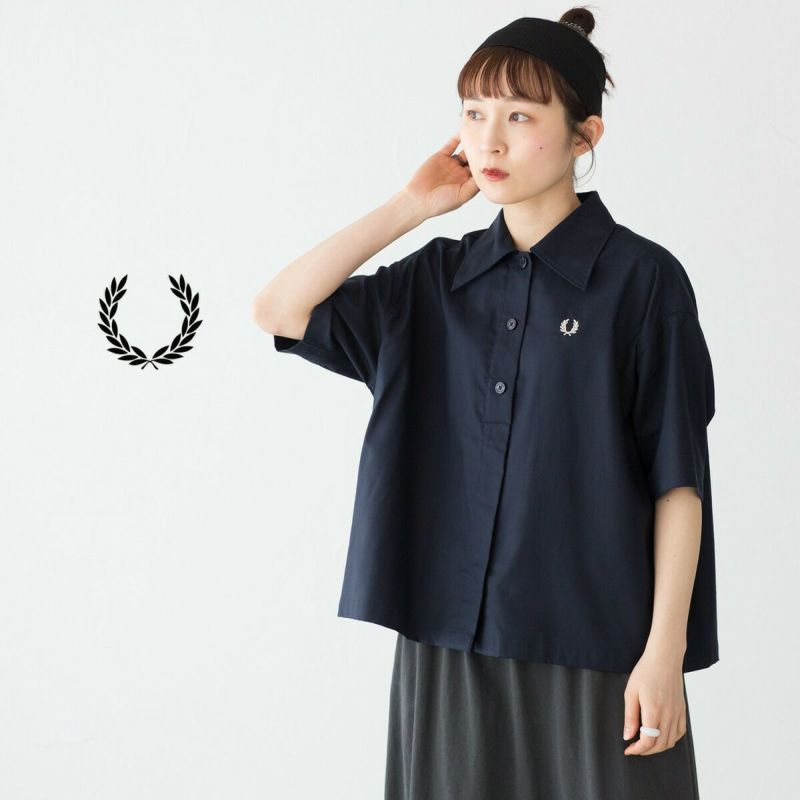 美品 フレッドペリー オーバーサイズシャツドレス ブルー ブラウス レディース フレッドペリー レディース ツインティップド ドレス D3600