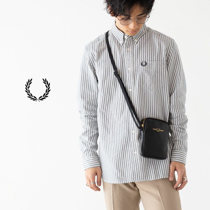 フレッドペリー FRED PERRY タンブル レザー サイドバッグ L8289
