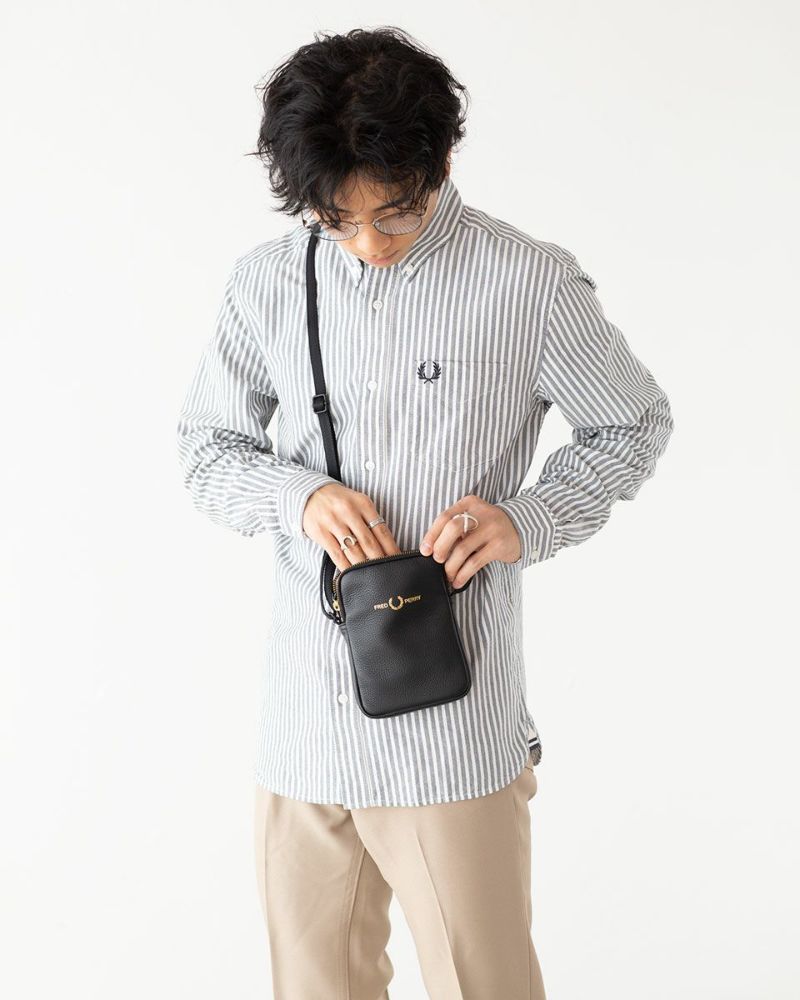 フレッドペリー FRED PERRY タンブル レザー サイドバッグ L8289