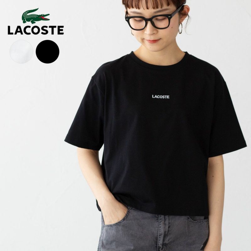 LACOSTE　ラコステ　刺繍　半袖　Tシャツ　プリント　4XL 黒　ブラック ラコステ ワイド＆ショートネームステッチ Tシャツ LACOSTE