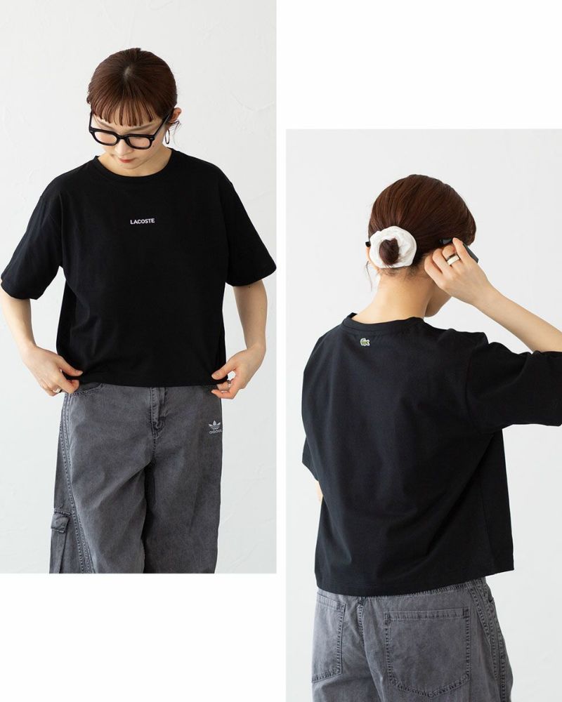 【新品】ラコステ　レディース　Tシャツ　34 半袖　フード付 ラコステ ワイド＆ショートネームステッチ Tシャツ LACOSTE