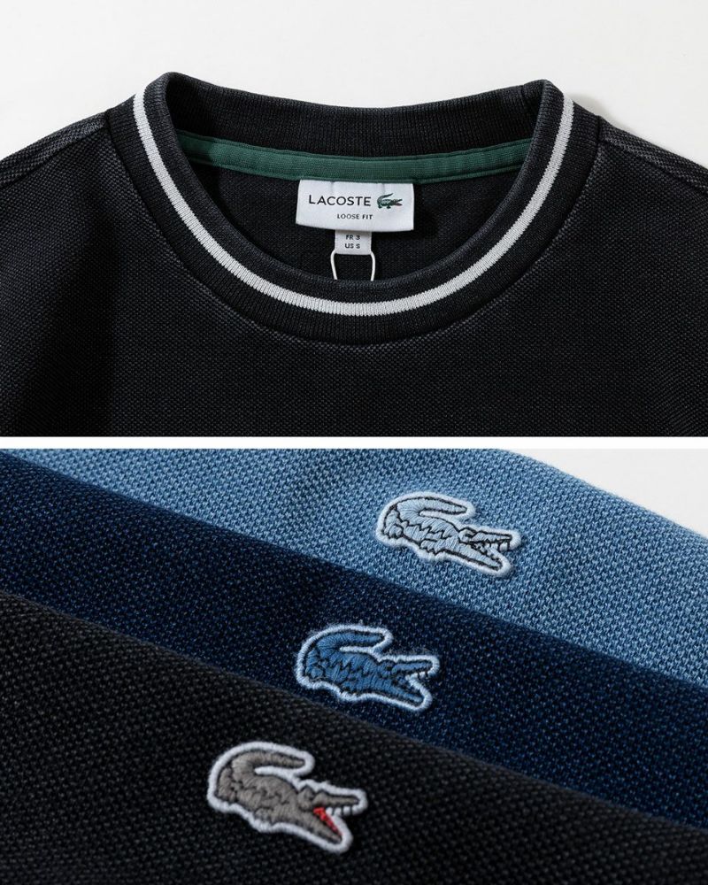 ラコステ 配色 リブニット インディゴ Tシャツ LACOSTE TH019J