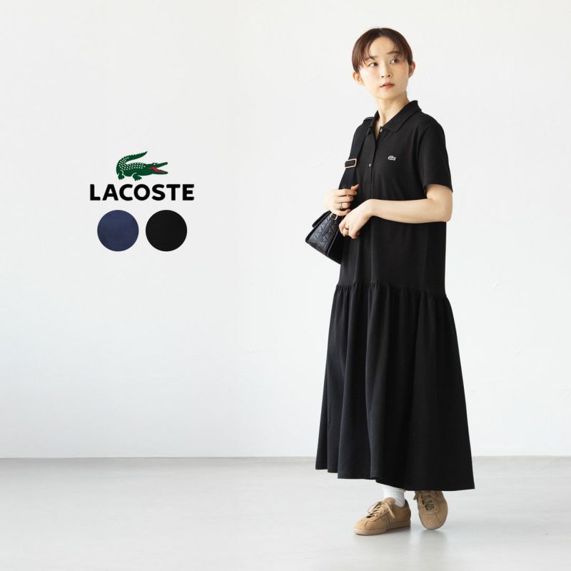 ラコステ 鹿の子地 ピケ ローウエスト ポロドレス LACOSTE