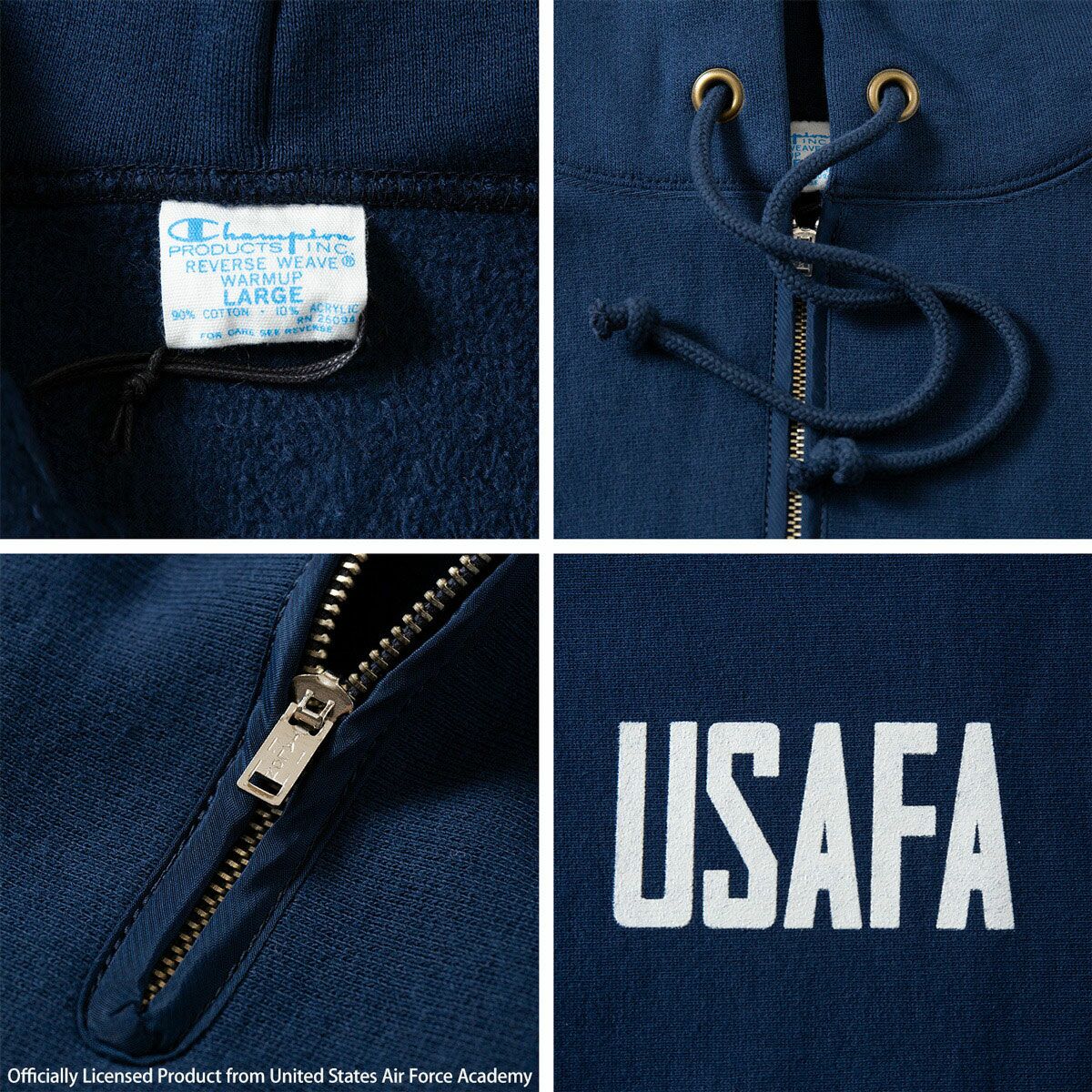チャンピオン USAFA リバースウィーブ ハーフジップ フーデッド