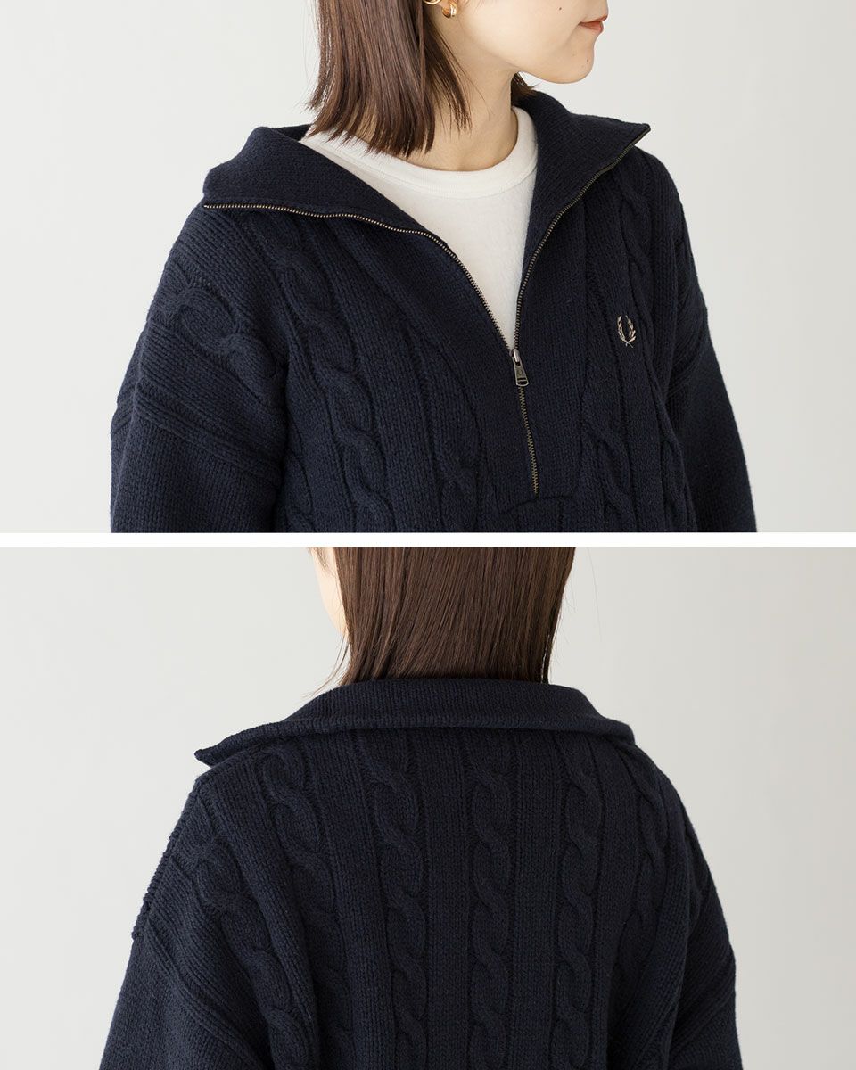 FRED PERRY フレッド ペリーハーフジップ ニット ジャンパー フレッドペリー ハーフジップ ケーブル ニット ジャンパー FRED PERRY
