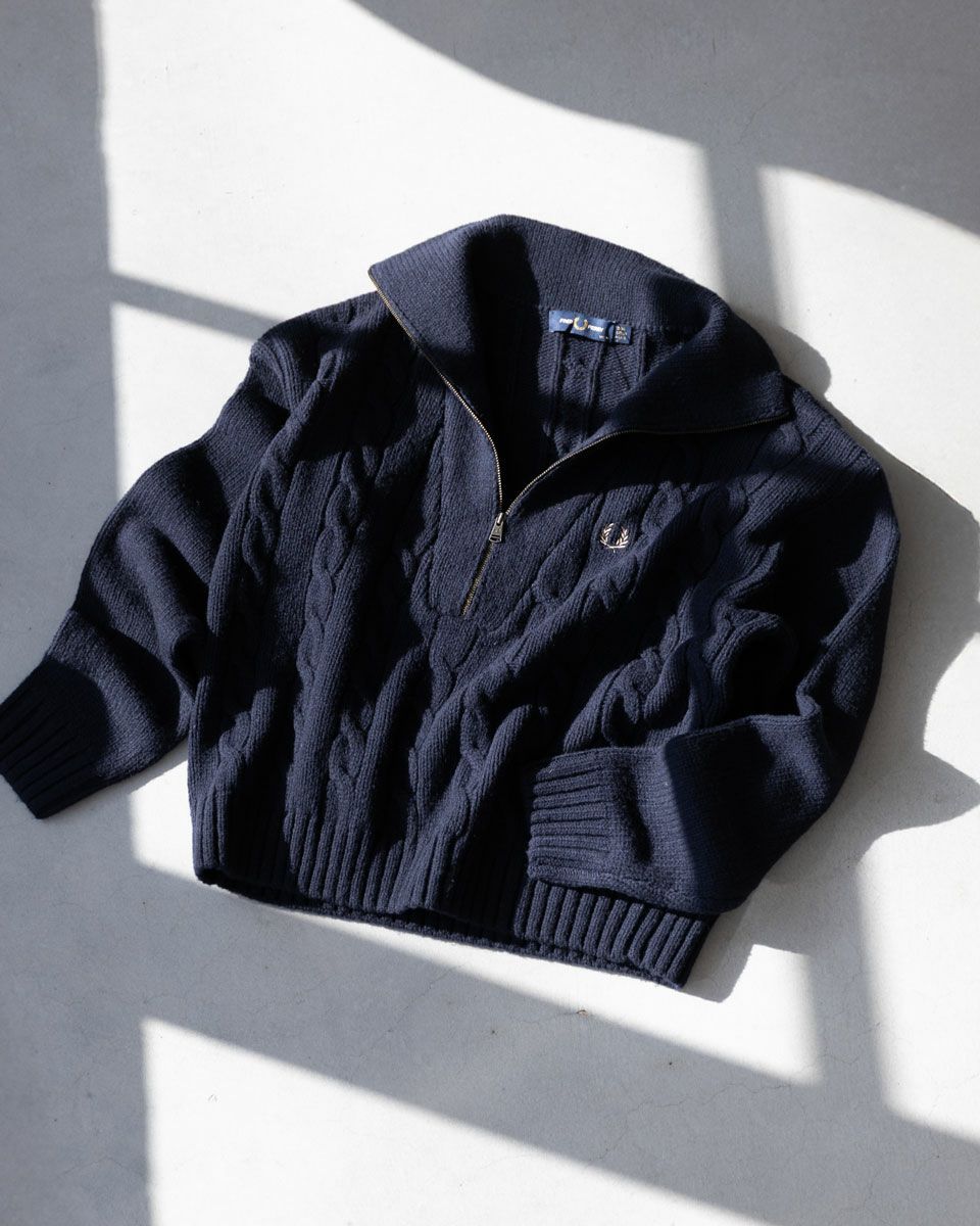 フレッドペリー ハーフジップ ケーブル ニット ジャンパー FRED PERRY