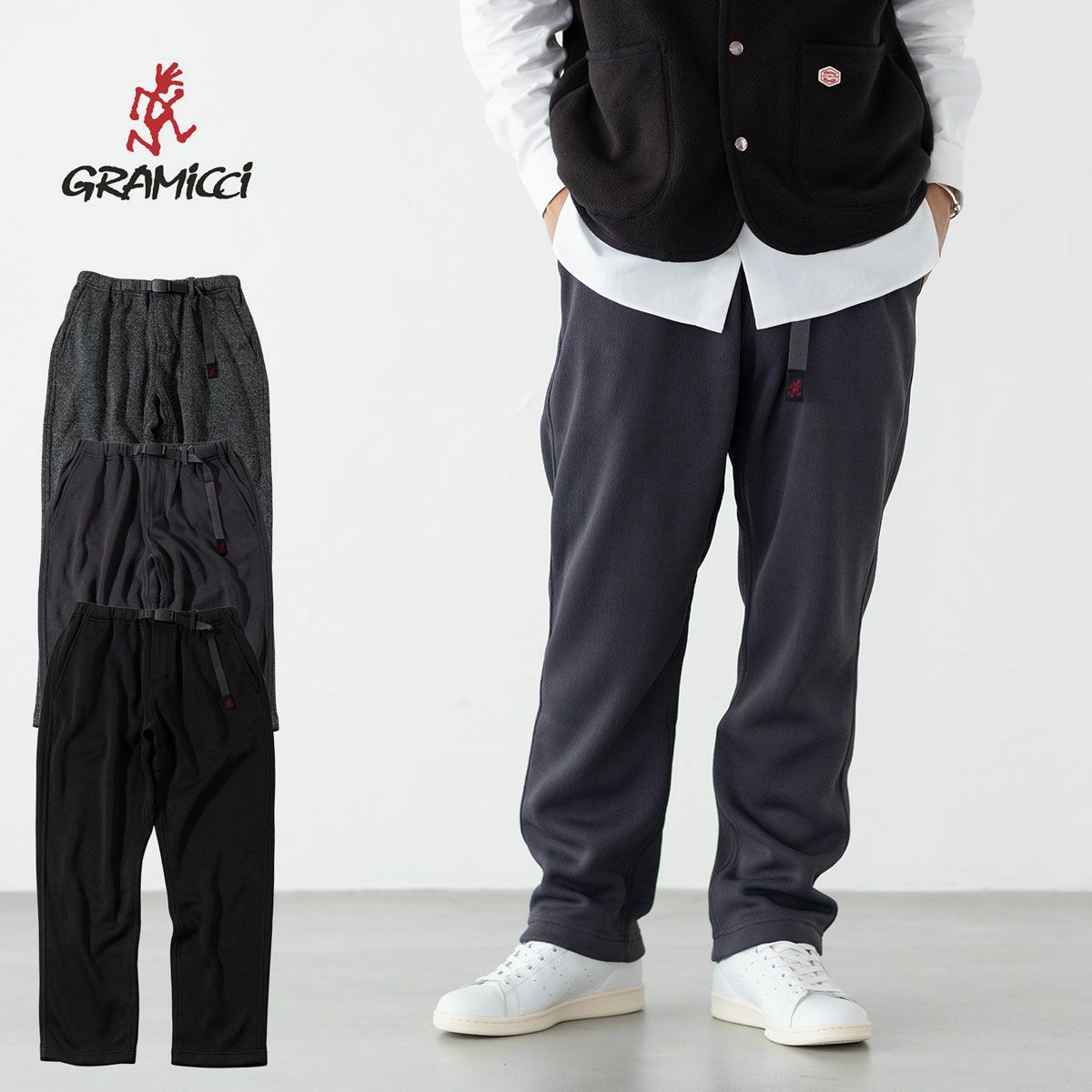 グラミチ(Gramicci)ボンティング ニット フリース イージー テーパードパンツ GUP5-FJP005-BLACK(M… グラミチ ボンディング ニット フリース イージー テーパード パンツ